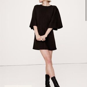 Banana Republic Merino Flutter-Sleeve Mini Sweater Dress in Chocolate